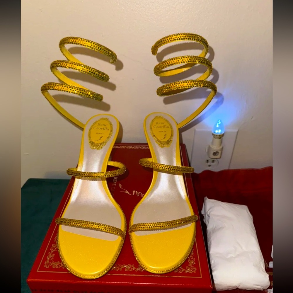 Rene Caovilla Size 8 Gold Heels - New
